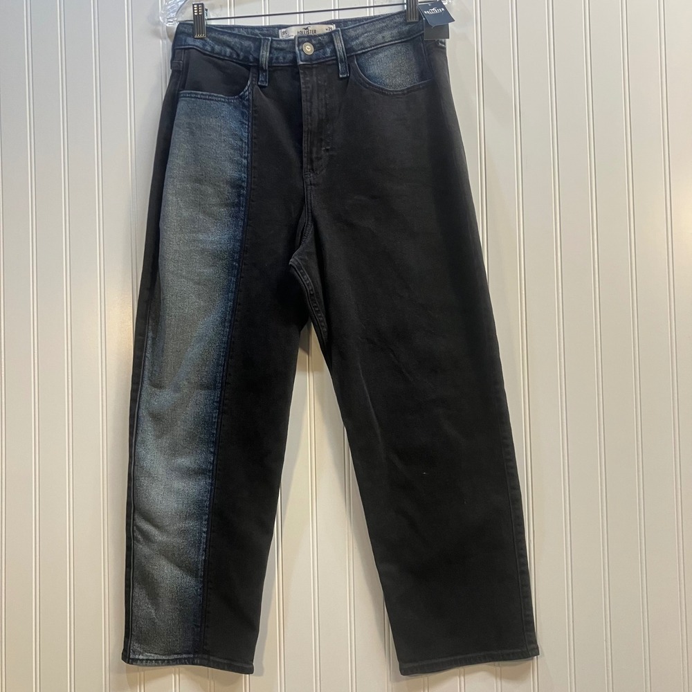 Hollister Curvy Ultra High-Rise Vintage‎ Straight Colorblock Jeans W29 L25 Short